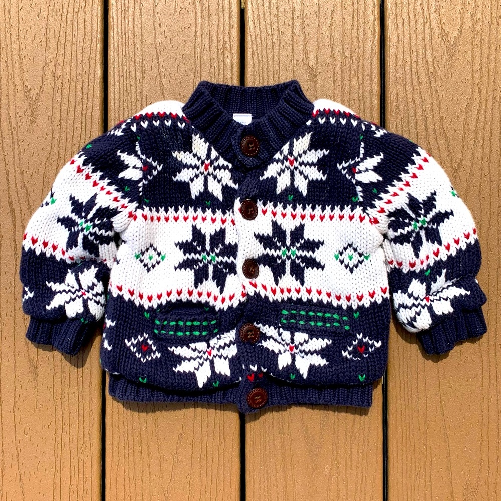 BEAUTIFUL BABY GAP ARGYLE LINED SWEATER JACKET INFANT TODDLER SIZE 12-18 MONTHS
